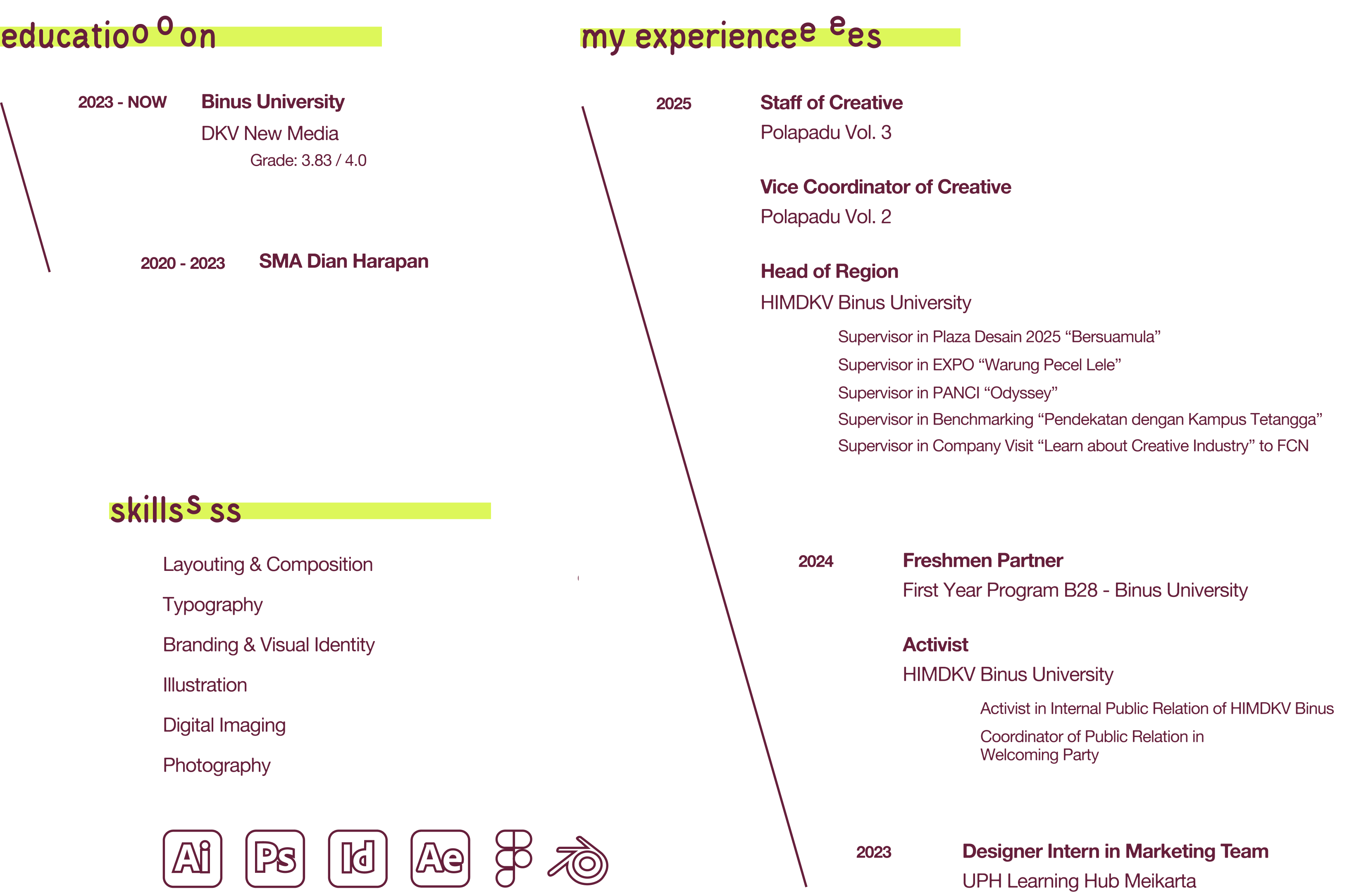 education and skills and experience